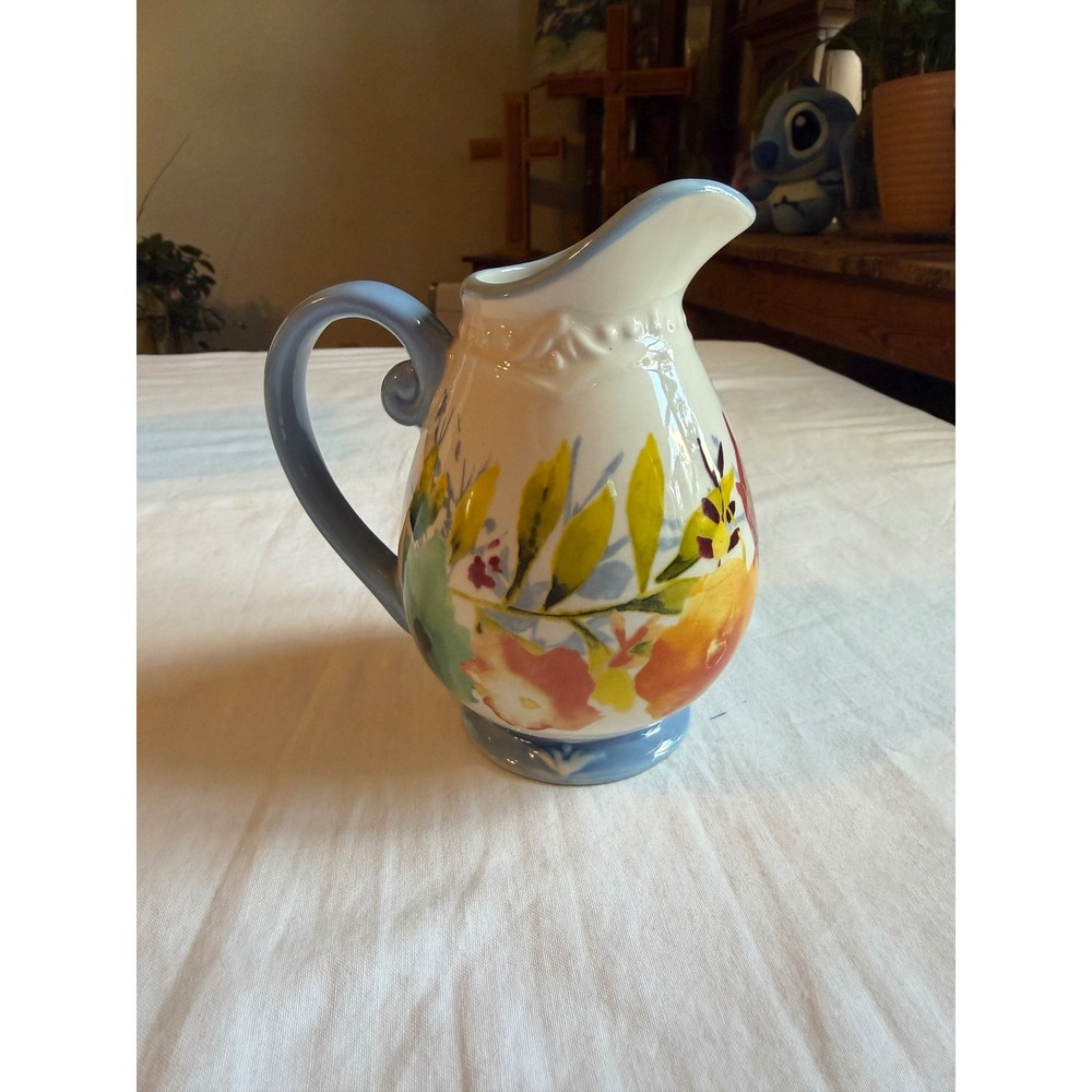 Pioneer Woman Willow Mini Pitcher 11.4oz Stoneware Floral Creamer